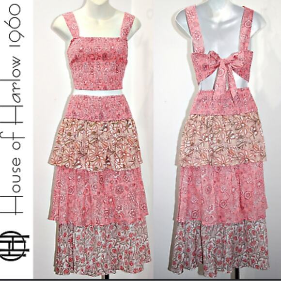 House of Harlow 1960 Dresses & Skirts - New Tiered Maxi Skirt and Top Set  House of Harlow 1960 Pink Floral Set
